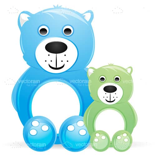 Cute Pair of Green and Blue Teddy Bears